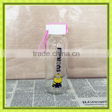 300ml clear water glass tumbler with tight screw glass lid for traveling drinking