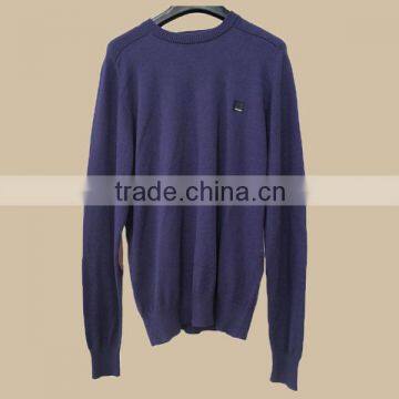Men Winter Cotton Knit Wear Round-neck Sweater With Elbow Patch /pullover /solid Color