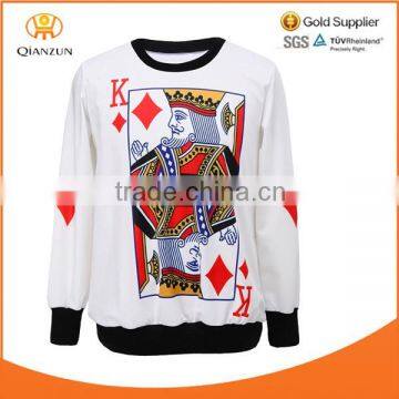 Winter Fall Fashion Long Sleeve Funny Loose Hoodies Pullover Sweaters Poker King Print Sweatshirt