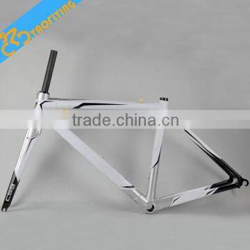 2015 chinese popular style carbon fiber road bike/bicycle frame for sale include frmae fork seatpost headsets clamp color white