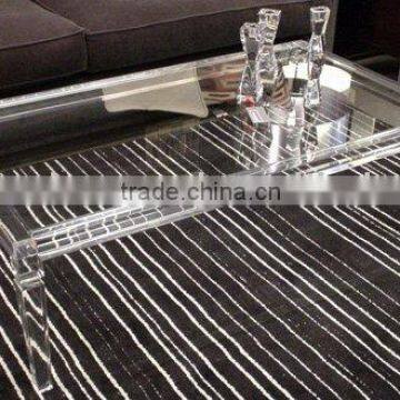 Acrylic Clear Coffee Table with Glass Top