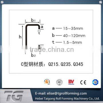 2015 hot sale ! Hydraulic cutting C shape roll forming machine with CE certificate