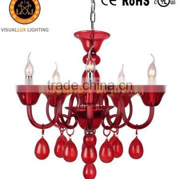 IC1113-5RD Clear Red Crystal Chandelier For Italian Market Murano Glass Chandelier