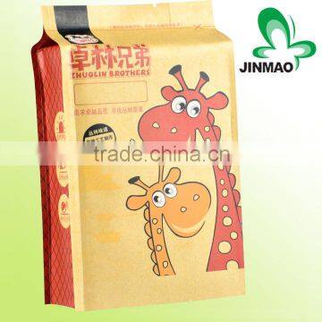 new style and high quality brown kraft paper flat bottom side gusset bag