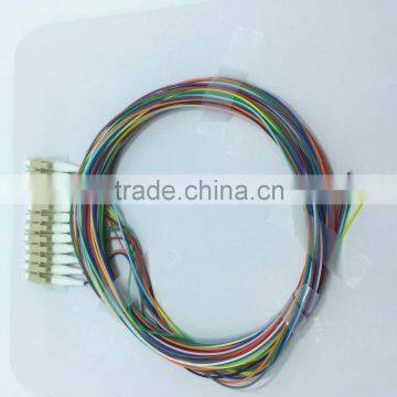 12 fibers colored OM3 LC pigtail with high quality