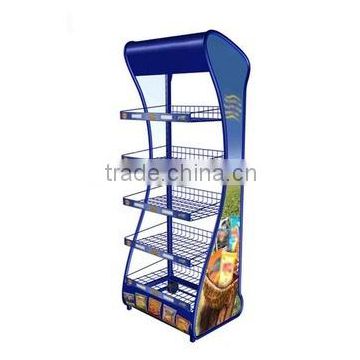 Metal flooring bread display rack / biscuit display stand / Snacks / candy display Stand