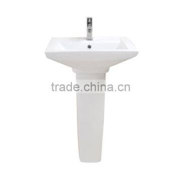 Floor mounted rectangular ceramic pedestal basin