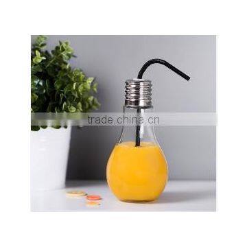 Clear mason jar smooth bulb style with straw lid creative design