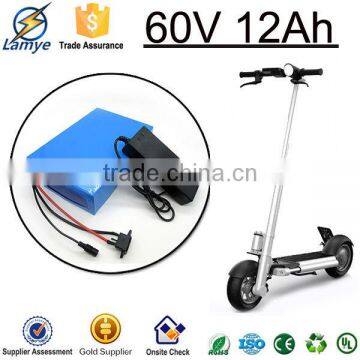 High power PVC case 60v 12ah 18650 3.7v 2.0 lithium ion battery for electric bicycle