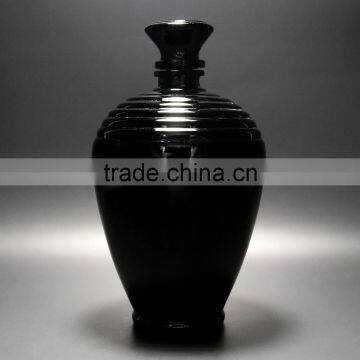 Black wine glass bottle with cork custom glass jar