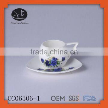 decal printer coffee cup and saucer,Porcelain tea cup saucer, custom printed tea cup and saucer