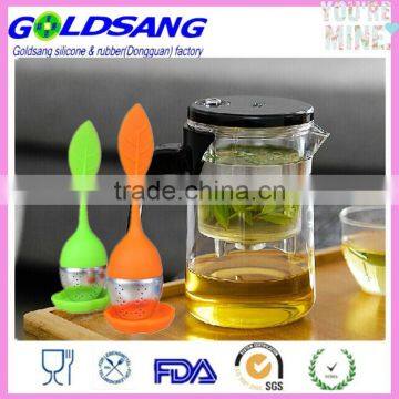 Loose Tea Leaf Shape Infuser Strainer With Drip Tray photo-2