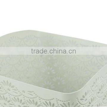 White Arc-shape Metal Punched Spray Open Top Trash Can