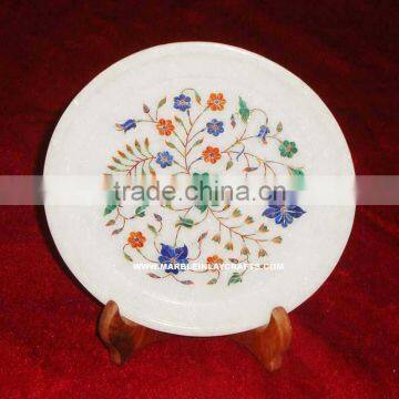 Marble Semi Precious Stone Inlay Decorative Plate