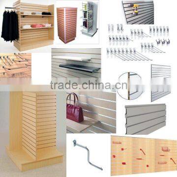 MDF Slatwall display stand, metal slat accessories ,mteal slatwall bracket