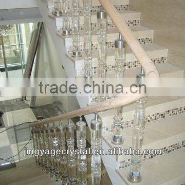 Decorative Crystal Balusters With Wood Handrail