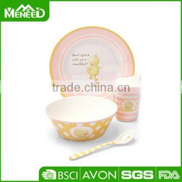 Children safety melamine meal sets, chicken baby made in china dinner set