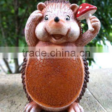 polyresin hedgehog figurine with LED light