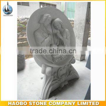 Chinese light grey granite holy family monument