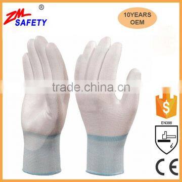 EN388 Certified Green Polyester Shell Green PU Dipped Glove for Mechanic Workplace Safety photo-3