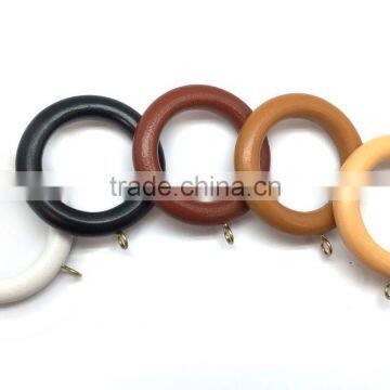 Smooth Wood Curtain Rod Ring With Screw Eye To Fit Curtain Poles Up To 35mm Diameter, Medium Brown Wood photo-5