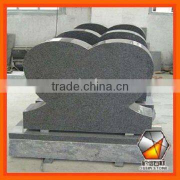 Single heart black granite monuments