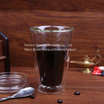 Double wall glass cup milk cup coffee cup and mug restaurant and hotel glass cups  wholesale glass cup and glass mug