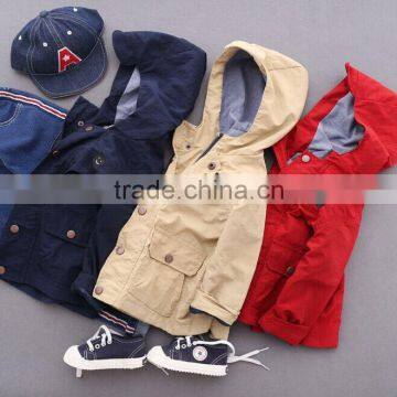 Washed wrinkly baby wear hoodie coat wholesale boys windproof jacket