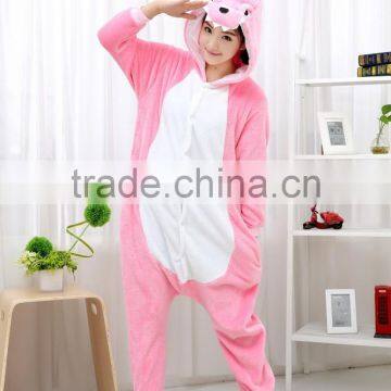 flannel cartoon adult animal jumpsuit animal pajamas jumpsuit pink dinosaur design