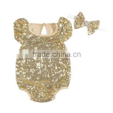 Sequin Baby Romper Toddler Rompers Newborn Baby Clothes With Bow photo-3