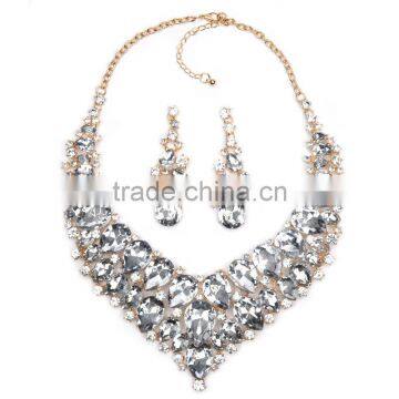 Fashion Big Crystal Water Drop Gems Necklace Jewelry Sets photo-6