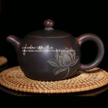 Round Purple Clay Teapot Nixing Pottery Pot Pure Handmade Qinzhou Local Pottery Tea Pot