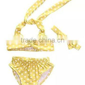 Girl Yellow Polka Dot Swimsuit Baby Summer Pageant Wears photo-3