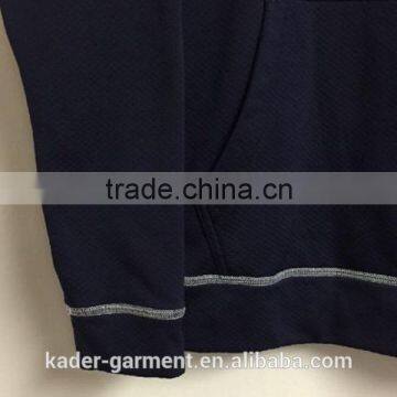 Unisex Pullover Hooded Sweatshirt Dark Blue Hoodie With Pocket photo-4