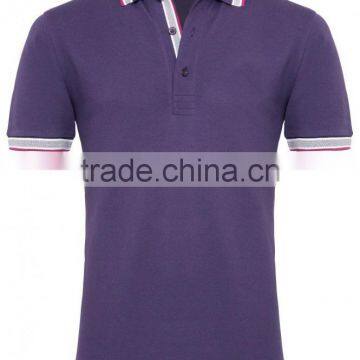 high quality mens purple polo shirt with pink stripe