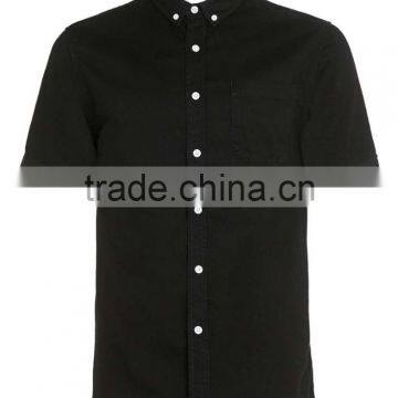 Black Denim Short Sleeve Casual Shirt photo-4
