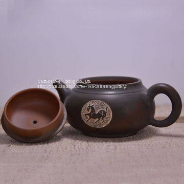 Horse Running Design Hand Carving Tea Pot Zisha Tea Pot China Teapots Qinzhou Nixing photo-2