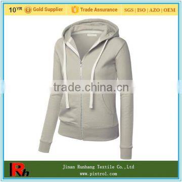 Womens Cotton Long Sleeve Hooded Sweatshirts Zipper photo-2
