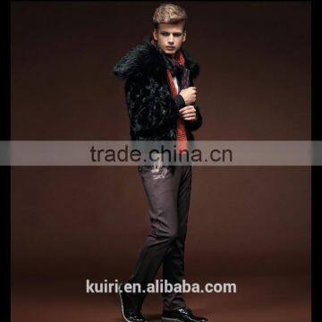 2015 Hot Sales Type Winter Man Luxurious Mink Fur Overcoat With Fox Fur Collar Man Short Turn-down Collar Jackets photo-3
