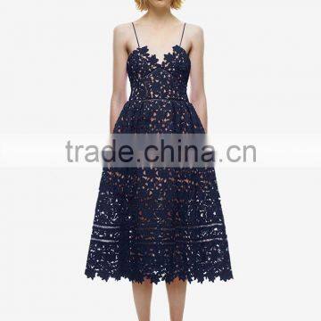 2016 New Handmade White Red Sexy Deep V-neck Flower Lace Dress Runway Elegant Dresses Hollow Out Long Dress Shoulder-Straps photo-4