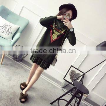 2017 new Korean style sequins Deer Christmas Sweater dresses loose long sweater