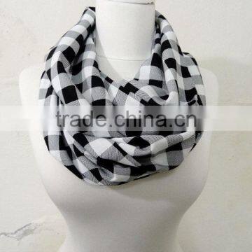 Black & White Plaid Gingham Infinity Scarf, Tube Scarf, Circle Scarf, Loop Scarf, Scarves, Spring - Fall - Winter Fashion photo-4