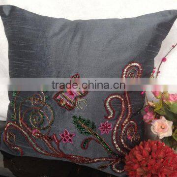 Grey Decorative Pillow With Butterfly Embroidery, Throw Pillow, Sequins & Bead Embroidery Pillow, Grey Home DECOR photo-4