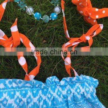 1-6 Years Old Fully Stocked Kids Pillowcasel Fashion Girls Goldfish Blue Cute Dress With Necklace and Headband Clothes Suit Set photo-3