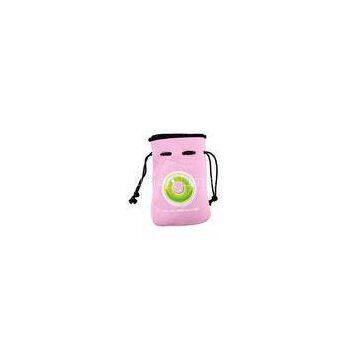 Small Pink Color Strap Neoprene Pouch, Impact protect bag for pad computer, mobile phone