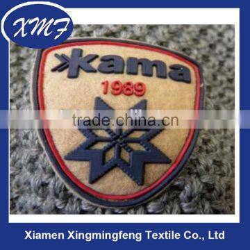 pvc/ rubber label with felt silicone labels 3d rubber label