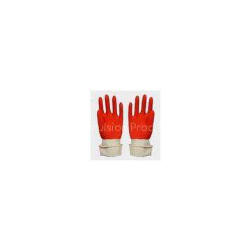 Red natural color spray flocklined household Color Latex Gloves