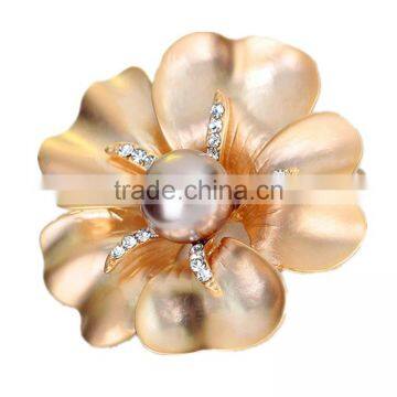 Simple Big Flower Shape Safety Brooches Pins Fashion Jewelry Accessories Matte Gold Sliver