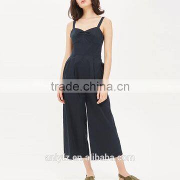 2017 New Season Women Casual Wear Wholesale 100% Polyester Poplin Breathable Female Custom Jumpsuit photo-2