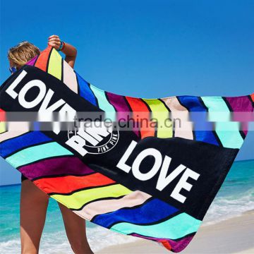 2017 new custom design wrap body digital velour 76*152cm full print plain dyed beach blanket/microfiber towel